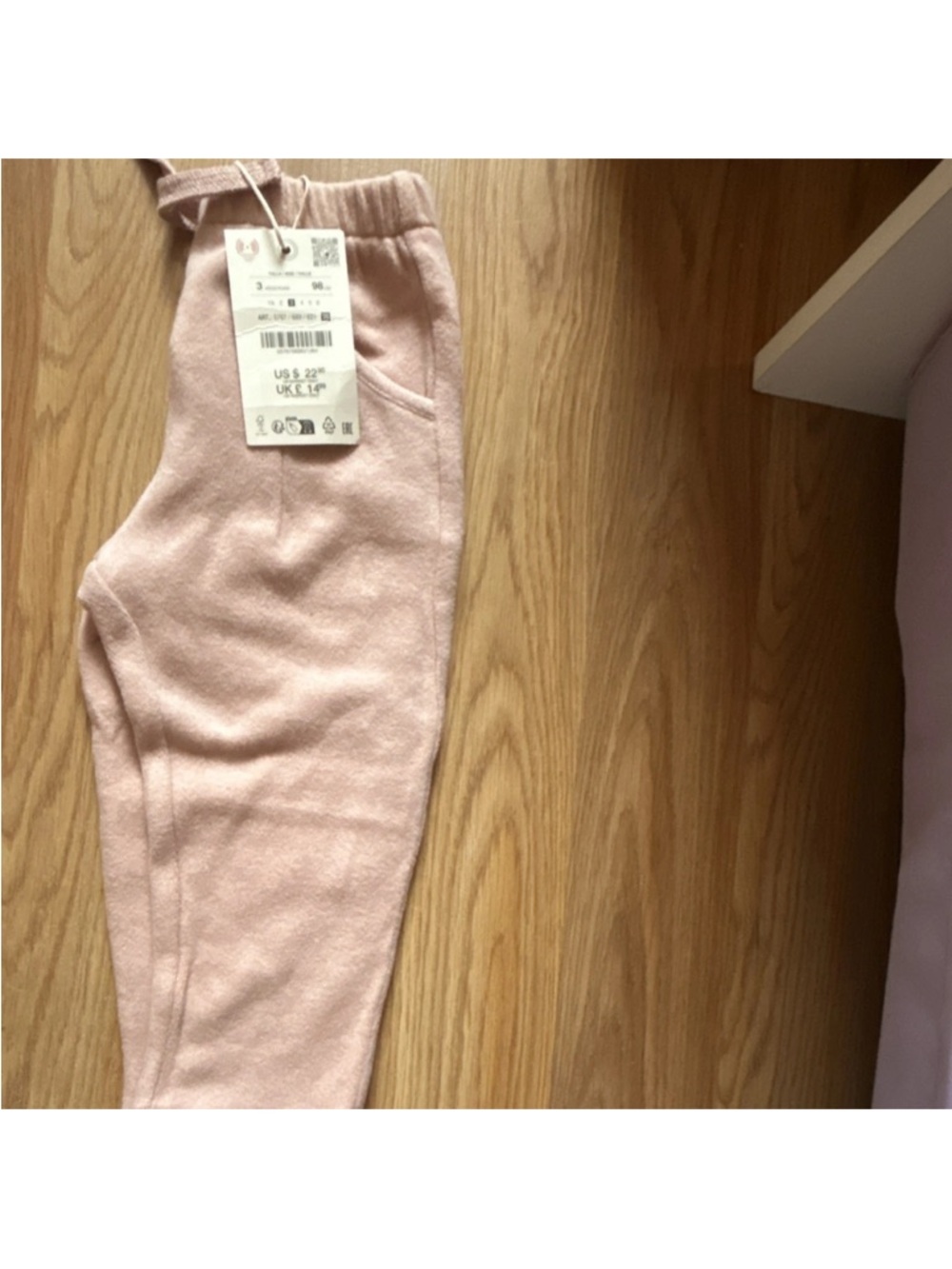 Zara Kids Fleece Joggers - Pale Pink